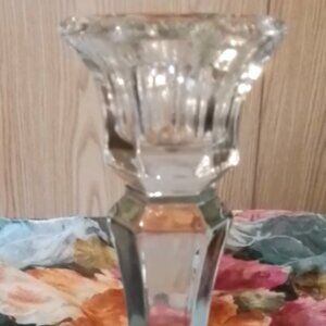 Candle-Lite Art Deco 6" Tall Indiana Glass Candle Holder Candlstick, 3.5" Base,